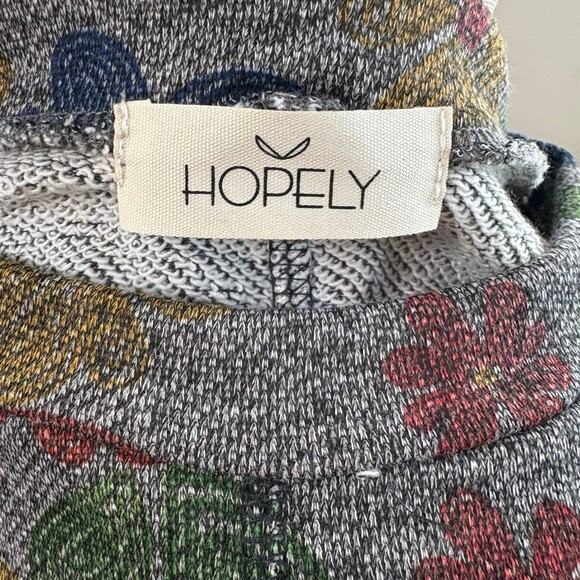 NWT HOPELY Women's Gray Floral Print Boho Waffle Knit Top 3/4 Sleeve Large - Picture 5 of 5